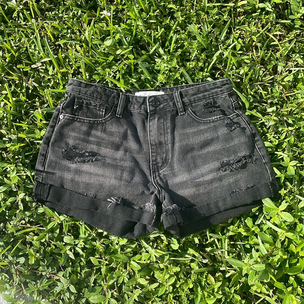 [KanCan] Black Distressed Cuffed Jean Shorts - Size Medium